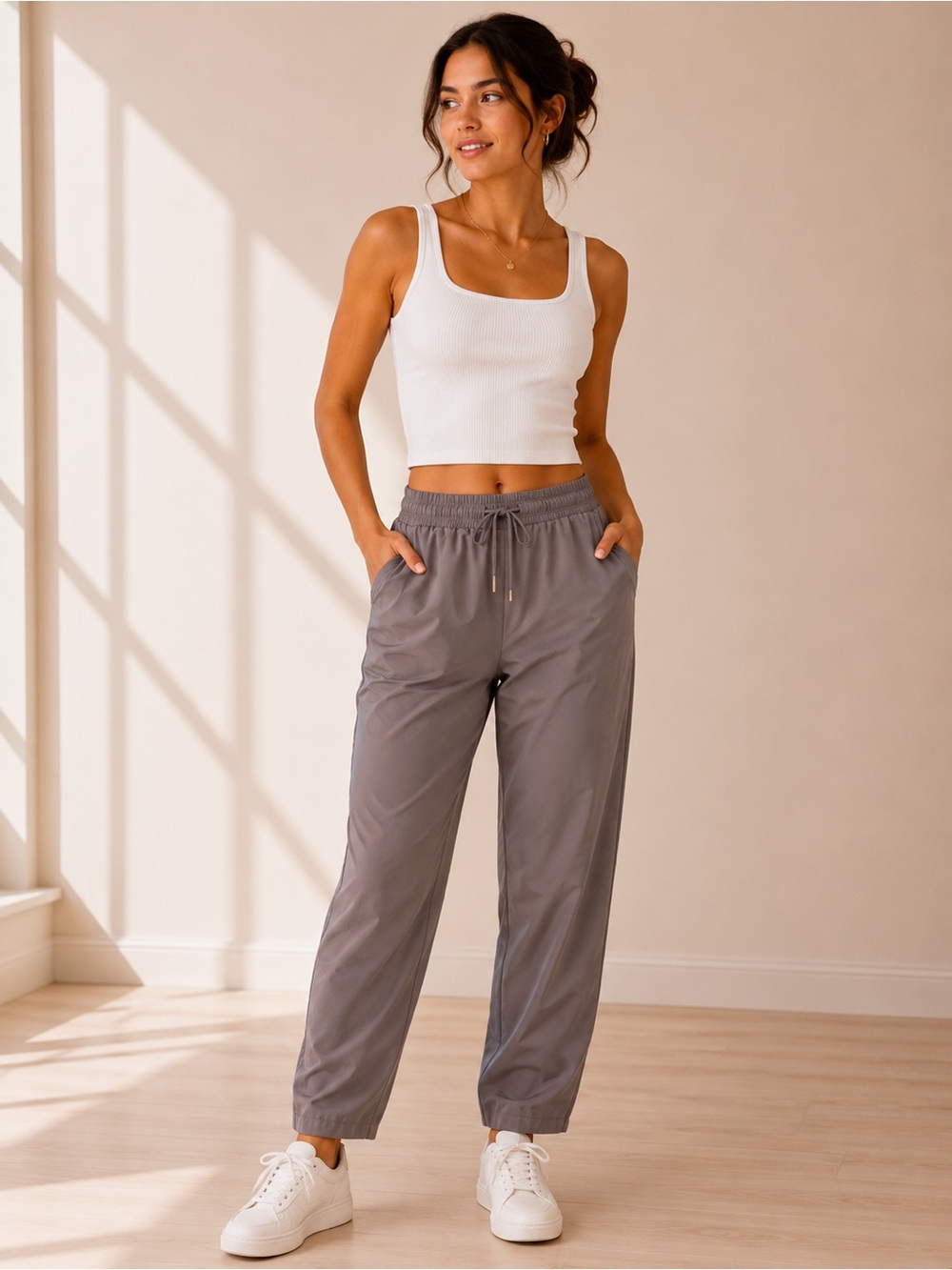 all in motion Women's Elastic-Waist Joggers in Taupe